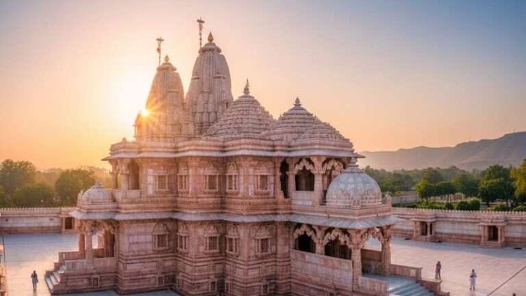 Beautiful architecture of Sanwaria Seth Temple in Mandaphia near Chittorgarh Rajasthan during sunset
